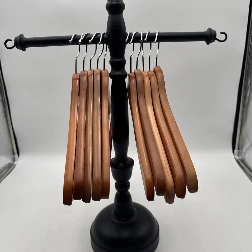 Lot Of 10 Beautiful Wood Hangers For Pants And Or Suits